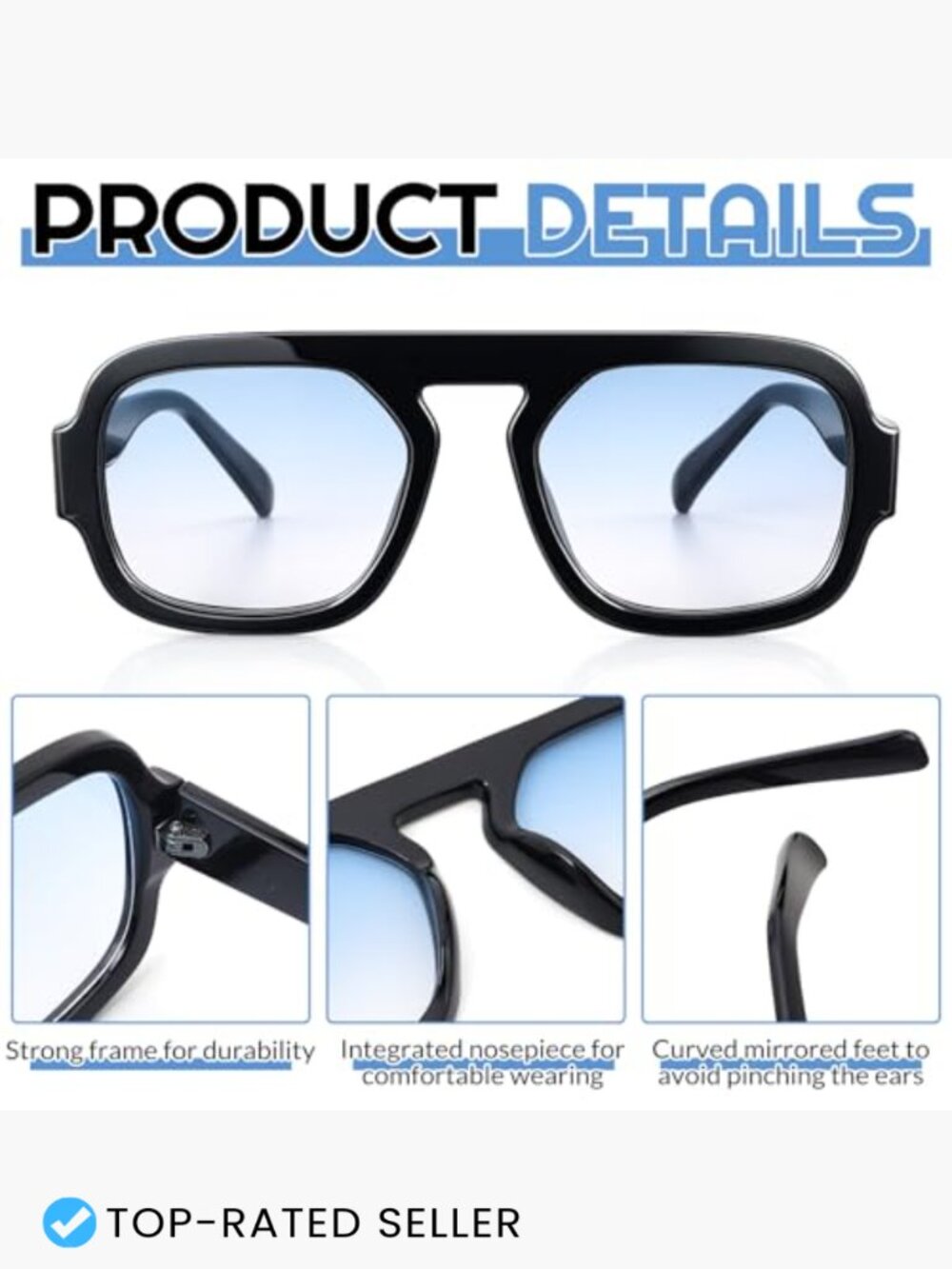 Retro Square Aviator Sunglasses Set of 3 Oversized Y2K Shades Unisex Trendy - Picture 3 of 7